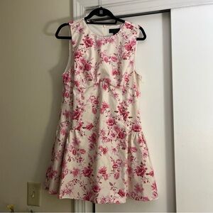 Zara Cream Dress with Pink Floral Motif